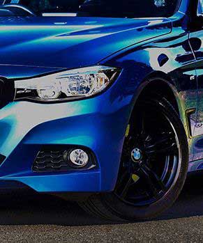 Blue BMW Image from the front.